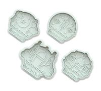 4pcs Castle Cookie Stamps Abs Baking Moulds for DIY