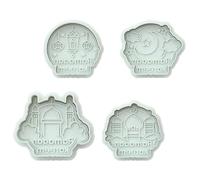 4pcs Castle Shaped Cookie Cutter Mold Set, White Abs