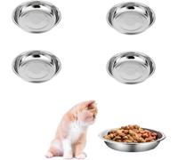 4PCS Cat Bowls Whisker Friendly, Shallow Wide Flat Cat Food Bowls 304 Stainless Steel,Metal Cat Dishes Whisker Fatigue Relief,5.5inch Basic Cat Plates for Elevated Stand,Dishwasher Safe