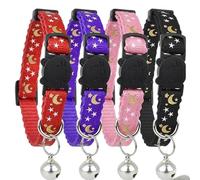 4pcs Cat Col/lars with Be/ll,Col/lar with Moons Stars,Cute Adjustable Pet Col/lars,Can Be Adjusted In Length,Easy to Put on and Take off,Made of Safe Lightweight Materials Soft Texture and Gentle Wear