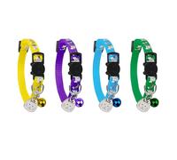 4pcs Cat Collars, Kitten Collars with Bells and Pendant, Quick Release Cat Collar, Adjustable 19-32cm Length (Set 2)