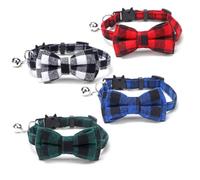 4Pcs Cat Collars with Bow Cat Bow Tie Cat Collar with Bell Breakaway Kitten Collar Cat Collar Christmas for Cats Kittens Festive Daily Wear