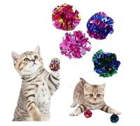 4pcs cat Crinkle Balls Cat Toys, Pet Rattle Paper Ball, Colorful Paper Ball Chase Training Activity for Cats Kittens, each ball about 5.5cm, Lightweight and Multicolor
