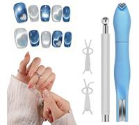 4Pcs Cat Eye Nail Magnet Kit, 2Pcs Bunny Guides & 3-in-1 Magnet for Gel Polish with Dual-Ended Pen - Create Stunning Cat Eye & 3D Nail Art Designs at Home or Salon