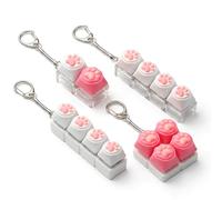 4Pcs Cat Paw Fidget Keyring, Cute Keyboard Fidget Toy with Multiple Forms, Creative Keyboard Clicker for Stress Relief, Portable Fidget Clicker Keychain for Travel, Office and Home
