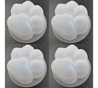4Pcs Cat Paws Shape Epoxy Mold, Glossy Finish Surface Cute Cat Footprint Candle, Soap, Resin Casting Silicone Mold, Each 2.5" x 2.5" x 1.5"