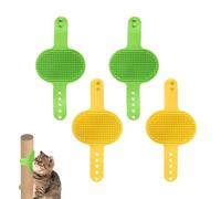 4pcs Cat Self Groomers, Wall Mounted Cat Corner Brush Self Grooming Massage Combs for Pet Cat Face Scratcher Massager Hair Brush for Long Short Fur Cats & Kittens (Green+Yellow)