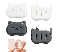4pcs Cat-Shaped Toothbrush Head Covers, Cute Toothbrush Case for Travel, Storage, Hygiene, Ideal for Kids and Adults, Keeps Toothbrushes Clean