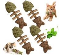 4PCS Catnip and Silvervine Toys for Cats, Creative Fish Bone Cat Chew Toy