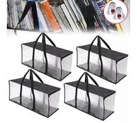 4Pcs Cd Storage Bags Disc Cd Carry Case, Clear Covers With Zipper-Portable