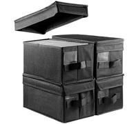 4Pcs CD Storage Box 35x16x15.5cm CD Storage Boxes Container Holds 30 CDs in Full Jewel Cases 60 CDs in Slim Cases and 165 Discs in CD Sleeves Protective Disc Organizer Carrying Case