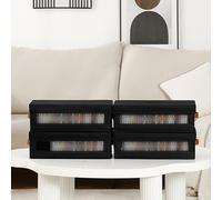 4Pcs CD Storage Organizer, Stackable Box For 148 CDs, Made Of Oxford Fabric With Clear Front And Easy-Carry Handles
