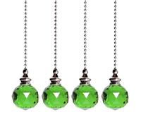 4PCS Ceiling Fan Pull Chain, Light Pull Chain Extension with Crystal Prism Ball, Bedroom Lamp Crystal Pull Cord, Decorative Fan Pull Chain, Fan Light Pull Chain/Blind Cord Pull (Green)
