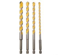 4pcs Cemented Carbide Drill Bits 6 8 10 12mm 160mm Overall Length Hex Shank for Drilling Hard Surfaces Like Tile and Concrete