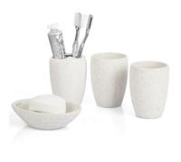 4pcs Ceramic Bathroom Set, Cobblestone Pattern Soap Dispenser, Toothbrush Holder & Soap Dish Bath Set(Beige)