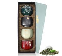 4Pcs Ceramic Japanese Sake Set Ceramic Japanese Tea Cup Teacups in Lovely Gift Box Kung Fu Teaware Sake Cup Chinese Style Chinese Asian Tea Mug with Box for Drinking