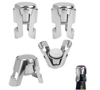 4PCS Champagne Stoppers, Stainless Steel Wine Bottle Stopper with Locking Seal, Leak Proof Sparkling Wine Preserver Cap, Reusable Bottle Stopper for Champagne, Wine Bottles and Prosecco Stopper