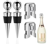4Pcs Champagne Stoppers, Wine Bottle Stoppers, Wine Stopper, Champagne Bottle Stopper, Bottle Stopper, Bottle Stoppers for Prosecco and Wine, Cork Stopper, Champagne Stoppers for Bottles, Silver
