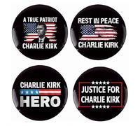 4Pcs Charlie Kirk A True Patriot Pray Justice Assassination Shooting Hero Freedom Merch Pins And Button Circle Badges Round Chest Pins Brooch 2025 (4 style)