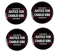 4Pcs Charlie Kirk A True Patriot Pray Justice Assassination Shooting Hero Freedom Merch Pins And Button Circle Badges Round Chest Pins Brooch 2025 (style 4)
