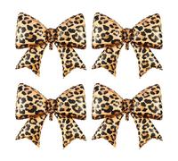 4Pcs Cheetah Print Bow Foil Balloons, Large Leopard Pattern Bow Shape Balloon for Wedding Birthday Bridal Shower Bachelorette Kiss the Miss Goodbye Jungle Animal Party Supplies (4Pcs Bow)