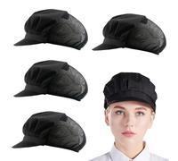 4PCS Chef Hats Adjustable Cooking Cap with Brim,Half Mesh Half Cloth Chef Hats,Breathable Unisex Waiter Bakers Caps Hair Cover for Women Men Kitchen Restaurant Cooking Baking(Black)