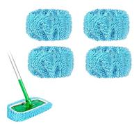 4Pcs Chenille Mop Refill Pads, Washable Wet Pads Refills Mopping Cloth, Microfiber Dry Sweeping Cloths, Mini Mop for Small Spaces, Dry & Wet Use, for Hardwood Floors & Tile Cleaning Etc (Blue)