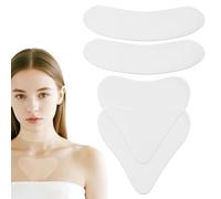 4pcs Chest and Neck Wrinkle Pads, White Silicone Reusable Anti Wrinkle Patches Women Neck Cleavage Beauty Accessory for Sleeping Work Yoga & Daily Usage (Style 1)