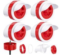 4PCS Chicken Feeders No Waste, DIY Gravity Poultry Automatic Feeder with Hole Saw Anti-Scratch & Rat-Proof, Waterproof for Chickens, Birds, Turkeys etc Reduce Feed Waste by 30%(red)