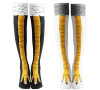 4Pcs Chicken Socks, Chicken Socks Women, Funny Chicken Feet for 3D Cartoon Weird Lovers,Mens Womens, Chicken Leg for Cosplay and Party Accessories (Black Yellow/White Yellow)