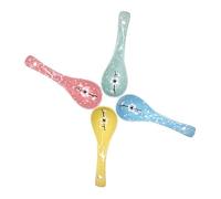 4Pcs Chinese Soup Spoons with Plum Blossom Pattern Mixed Colors Restaurant Quality for Ramen Pho Wonton Dumplings