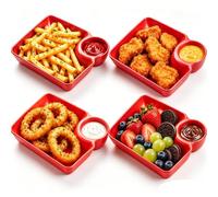 4Pcs Chip and Dip Bowls with Dipping Section Halloween Snack Plates | Plates with Sauce Compartments, Lightweight and Unbreakable, for Patio Poolside and Picnic, Versatile for Snacks Salads Dips