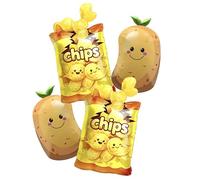 4Pcs Chips Potato Balloons Set, Funny Snack Food Party Decor, Kawaii Chips Foil Balloons with Smiling Potato for Potato Birthday, Movie Night, Picnic Party, Fast Food Theme Decor