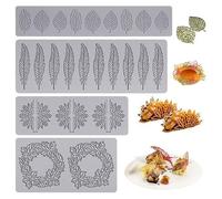 4PCS Chocolate Candy Fondant Molds,3D Hollow Wreath, Leaves, Shaped Silicone Mold for Baking Resin Soap Candy Cake Decoration for Birthday and Holiday Desserts