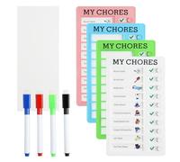 4PCS Chore Chart Memo Boards for Kids to Do List Checklist Board with 20 Blank Paper Reusable Daily Schedule Behavior Chart for Home Routine Planning with Pen My Chores