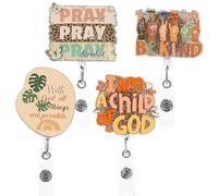 4PCS Christian Badge Reels, Bible Verse Faith-Based Retractable ID Holder with Swivel Clip, Christian Gifts for Nurses Teachers Students