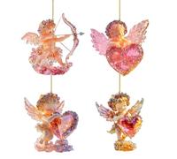 4PCS Christmas Angel Ornaments, 2D Acrylic Christmas Tree Hanging Pendant, Angel Doll Keychain Backpack Pendant, Hanging Angels Ornament For Tree, Wall, Window, Party