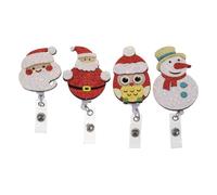 4pcs Christmas Badge Reel Clip ABS Stethoscope Holder Set