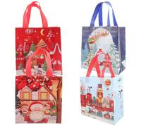 4pcs Christmas Bag Nonwoven Santa Sleigh Castle Gift Bags | Reusable Handle Design, Cute Cartoon Style, for Treats, Candies and Small Gifts at Christmas Season Random Color