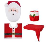 4PCS Christmas Bathroom Sets Cute Gnome Christmas Bathroom Decor Easy Clean Set Style 2, Decor