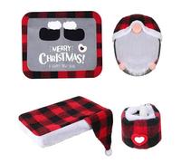 4PCS Christmas Bathroom Sets Cute Gnome Christmas Bathroom Decor Easy Clean Set Toilet Lid Cover Style 1, Decor