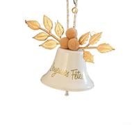 4pcs Christmas Bells Crafted from Metal with Gold Plated and Red Bows for Tree, Mantel, and Doorway Decoration with Clear Jingle Sound (White bell)