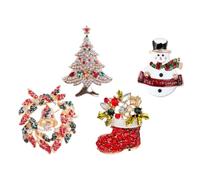 4pcs Christmas Breast-pin Classic Xmas Brooch Alloy Costume Decoration | Shiny Lovely Design, Creative Party Accent, Prom Wear, Xmas Accessories, Christmas Brooches