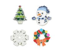 4pcs Christmas Brooch Pin Funny Enamel Xmas Lapel Pin Christmas Treen Snowman Santa Claus Brooches Pin for Women Men Christmas Gift hat bag, Zinc, no gemstone