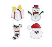 4pcs Christmas Brooch Pin Funny Enamel Xmas Lapel Pin Christmas Treen Snowman Santa Claus Brooches Pin for Women Men Christmas Gift hat bag, Zinc, no gemstone