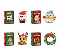 4PCS Christmas Building Blocks Set, Small Gifts for Children, DIY Mini Santa Reindeer Figures Christmas Building Block Puzzle Toy Party Favor Christmas Stocking Filler