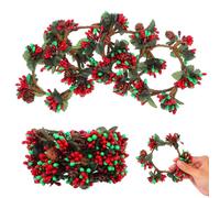 4pcs Christmas Candle Stand DIY Simulated Red Berry Garland Plastic | Reusable Craft Decor for Crafters and Planners, Red Finish, Wedding Winter Table Trays