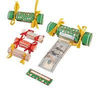 4PCS Christmas Candy Money Box for Cash, Surprise Money Gift Box for Kids Adults with 40 Transparent Bags, Christmas Party Gifts Cash Gift Pull