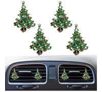4Pcs Christmas Car Vent Clip Bling Accessories,Air Freshener, Diamond Car Decoration Essentials for Women (Christmas tree green)