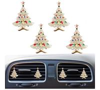 4Pcs Christmas Car Vent Clip Bling Accessories,Air Freshener, Diamond Car Decoration Essentials for Women (Christmas tree gold)